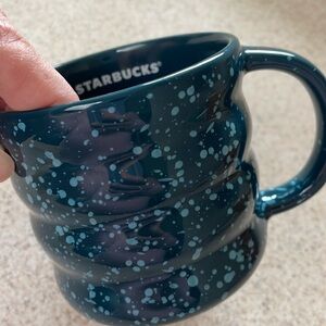 NWT Starbucks 2023 Blue Subzero Splatter Ceramic Ribbed Coffee Mug w Handle 12oz